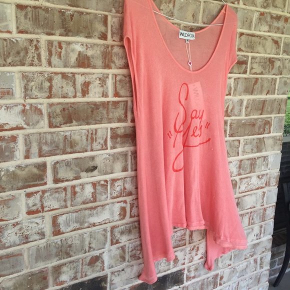 NWT WILDFOX Say Yes Loose Swing Tunic Swim Cover Up S SUPER SOFT in peach - Picture 6 of 13